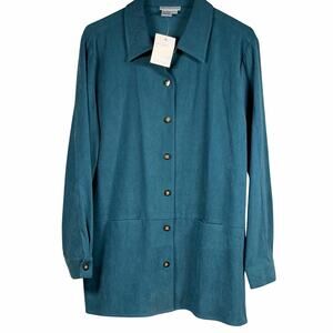 Vintage Mark Fore & Strike Top Women's Medium Button Up Faux Suede Pockets NEW
